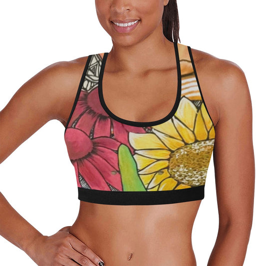 Cupcake Skate Art Sports Bra Red & Yellow