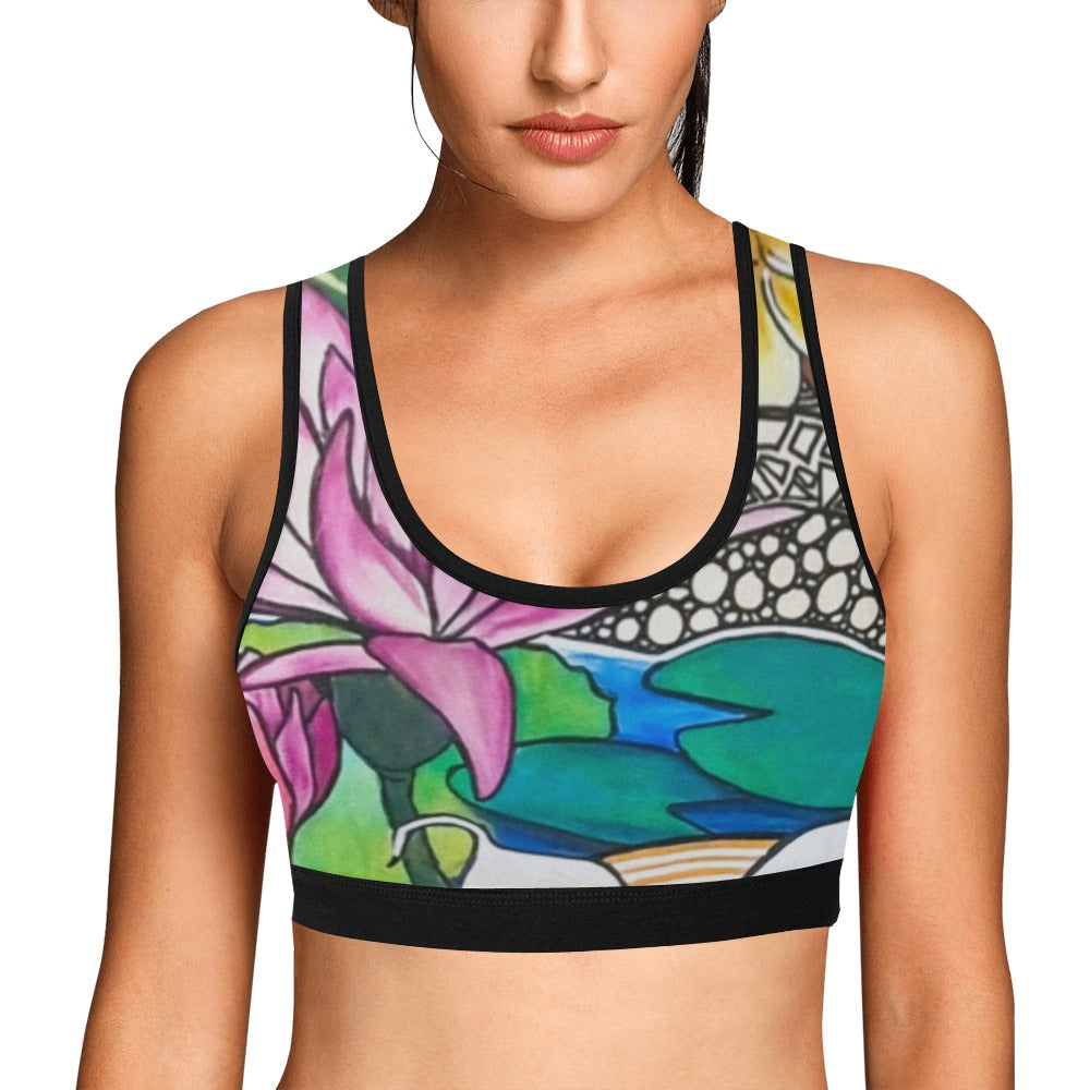 Flowers Skate Art Sports Bra Water Lily