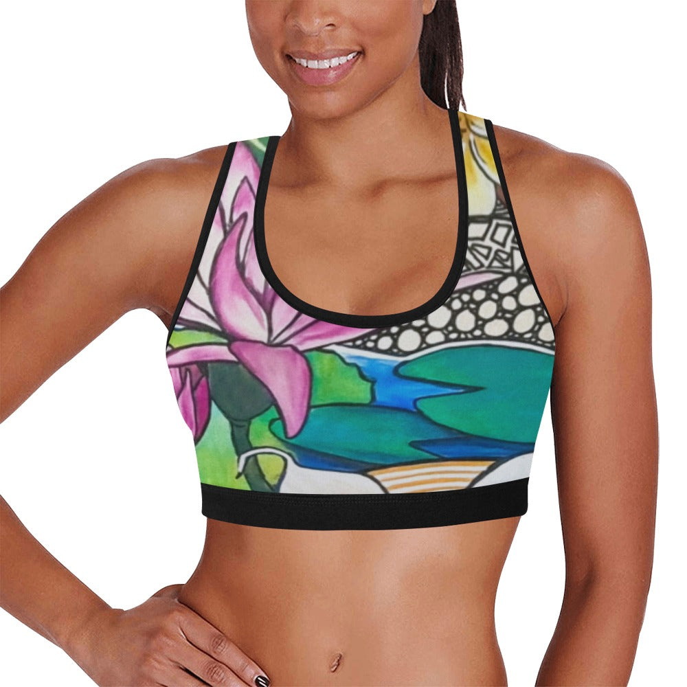 Flowers Skate Art Sports Bra Water Lily