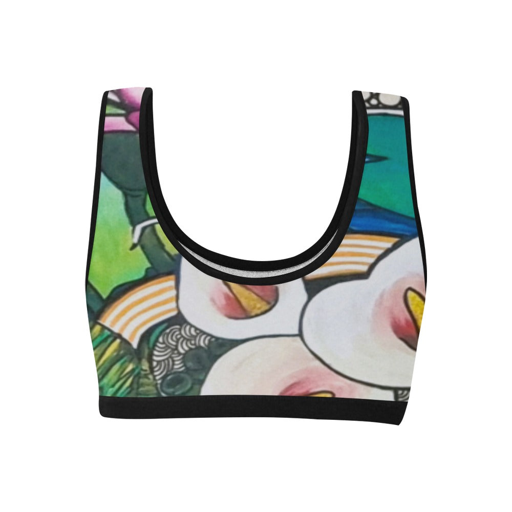 Flowers Skate Art Sports Bra Arum Lilly