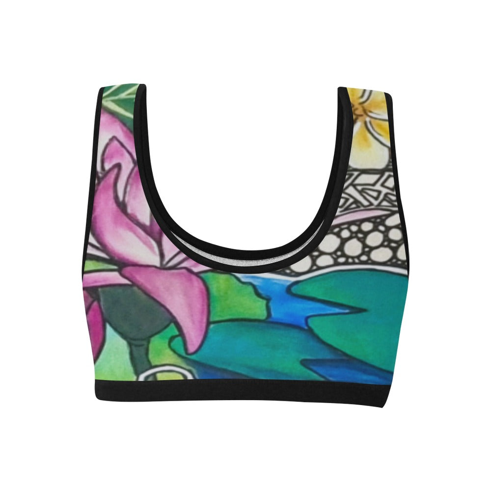 Flowers Skate Art Sports Bra Water Lily