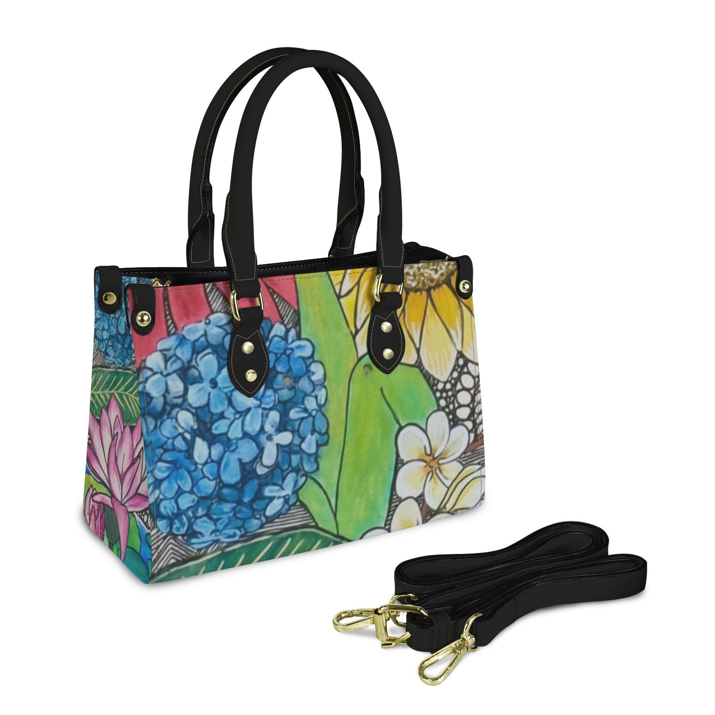 Flower Skate Art Handbag PU Leather Handbag-Small