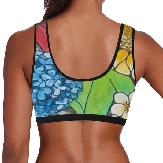 Cupcake Skate Art Sports Bra Blue & Green