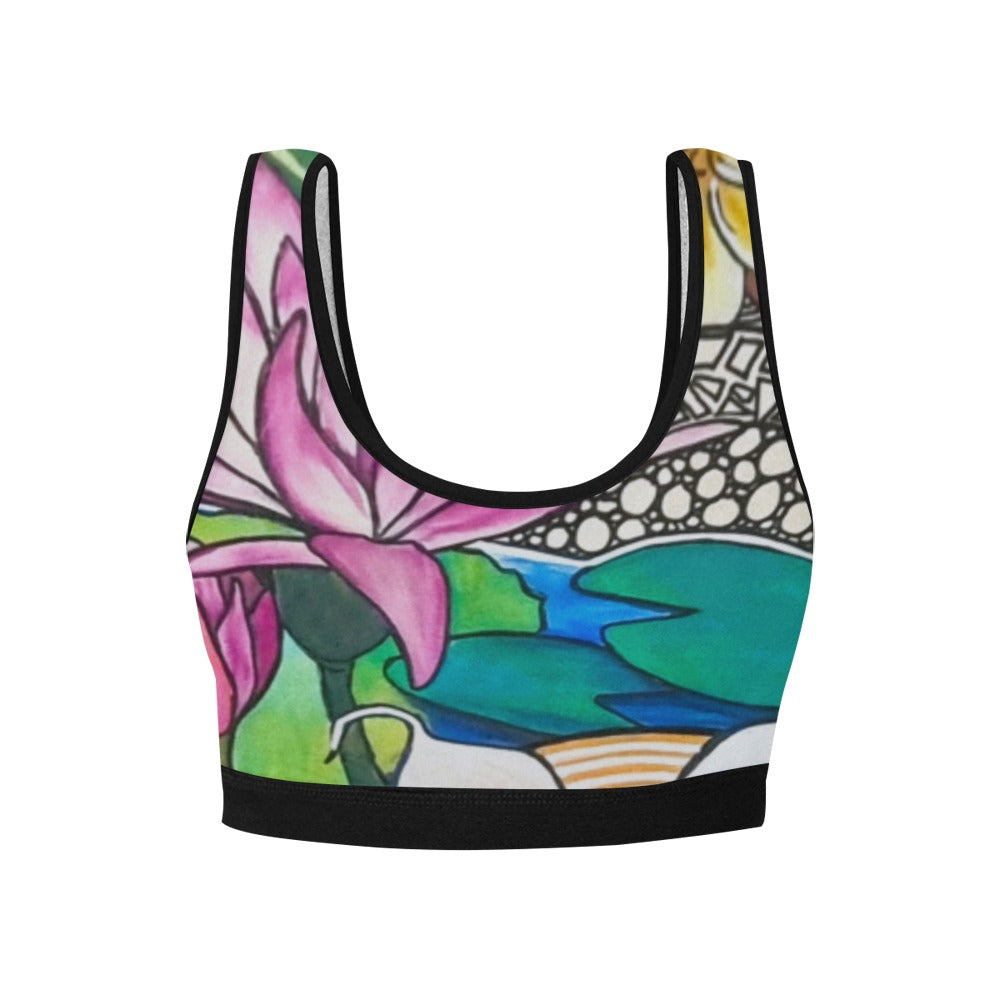 Flowers Skate Art Sports Bra Water Lily