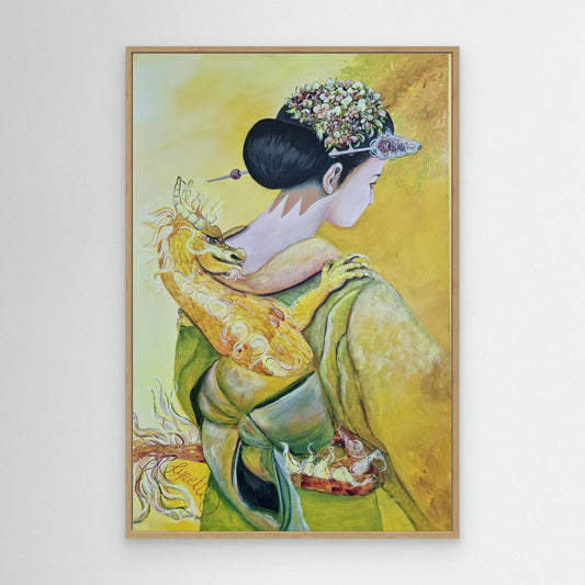 Geishas and Dragons Series - Self Esteem - Solar Plexus Chakra Canvas Print 