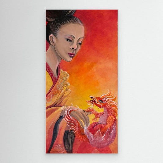 Geishas and Dragons Series - Creative Energies - Sacral Chakra Canvas Print 