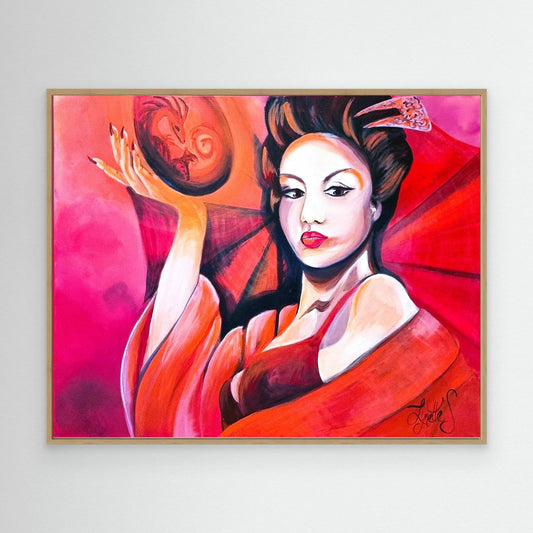 Geishas and Dragons Series - Survival - Root Chakra Canvas Print 