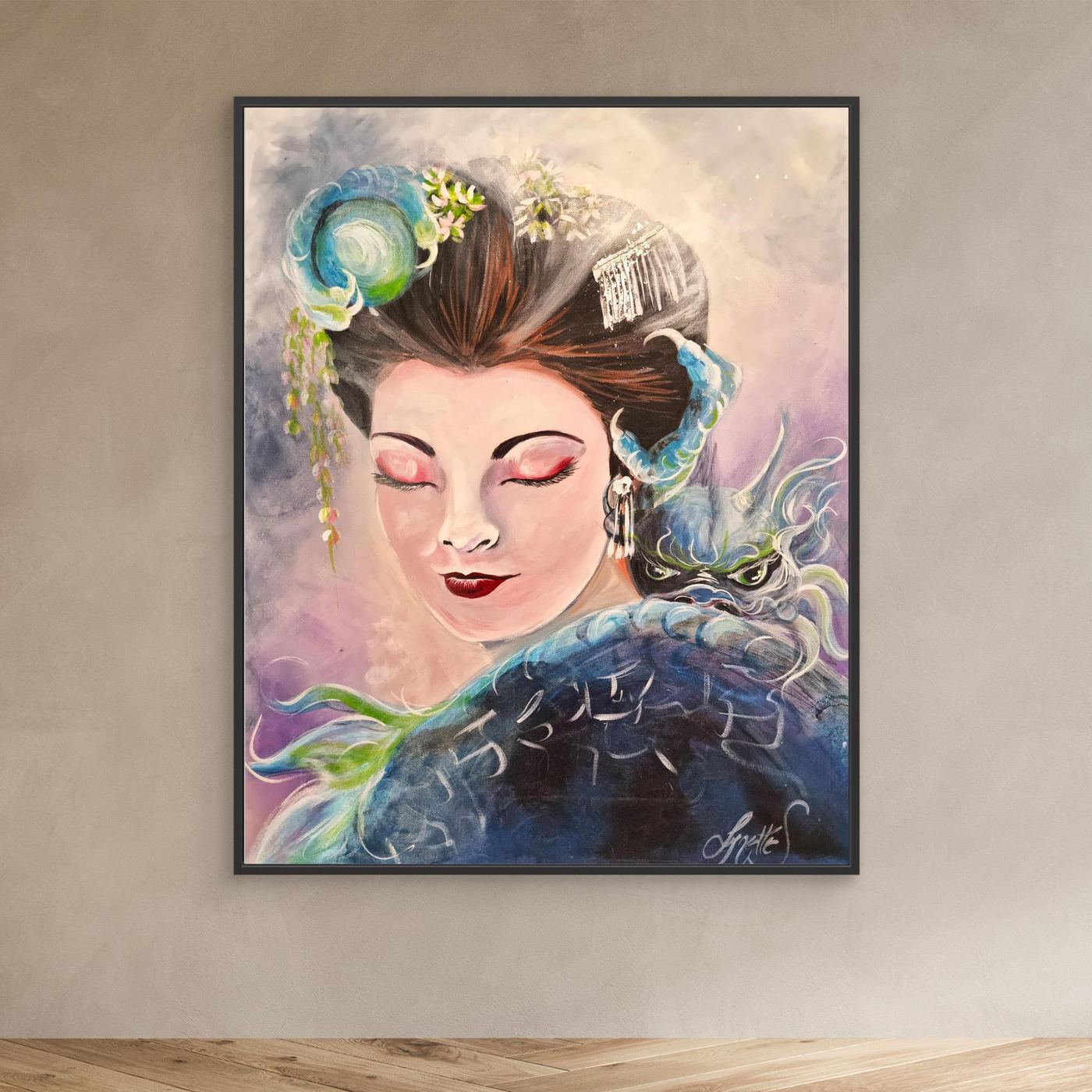 Geishas and Dragons Series - Communication - Canvas  Print