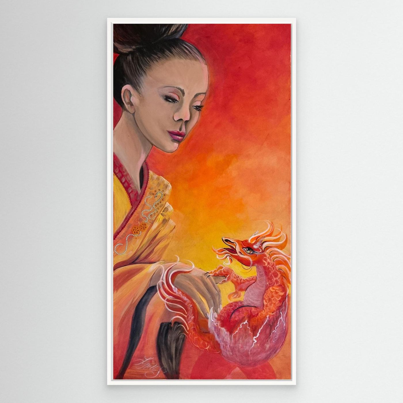 Geishas and Dragons Series - Creative Energies - Sacral Chakra Canvas Print 