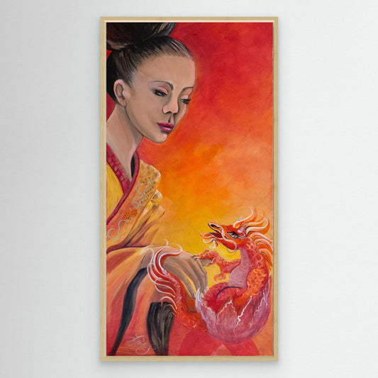 Geishas and Dragons Series - Creative Energies - Sacral Chakra Canvas Print 